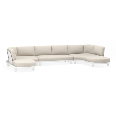 Donato loungehoek in wit aluminium met chartres silver all weather sunbrella® luxe kussens