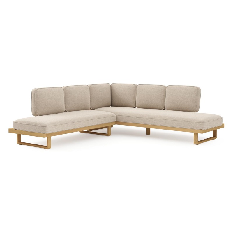 Escala loungehoek in teak met rustic weather+ softtouch kussen