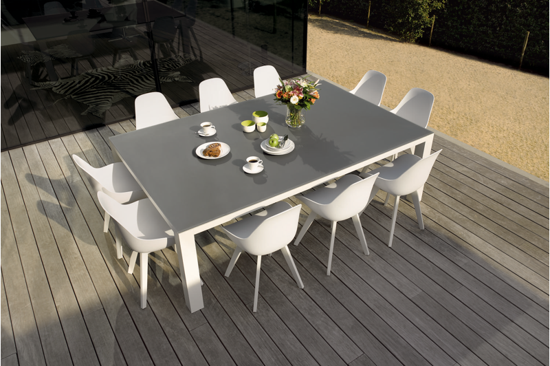 Mesa tuinstoel in wit aluminium en wit kunststof