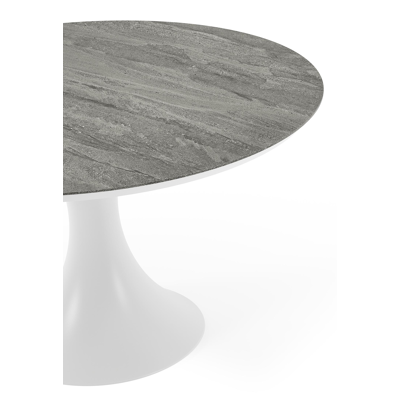 Fano tuintafel rond in wit aluminium en volkeramiek Aspen Grey - Dia. 130 x H 75 cm