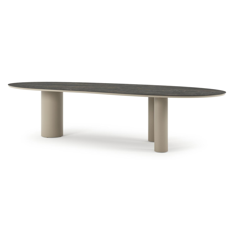 Organo tuintafel organisch in beige aluminium en volkeramiek Black Obsession - L 320 x B 120 x H 74 cm