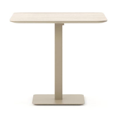 Fano tuintafel afgerond vierkant in beige aluminium en volkeramiek Travertino Bianco - L 80 x B 80 x H 72.5 cm