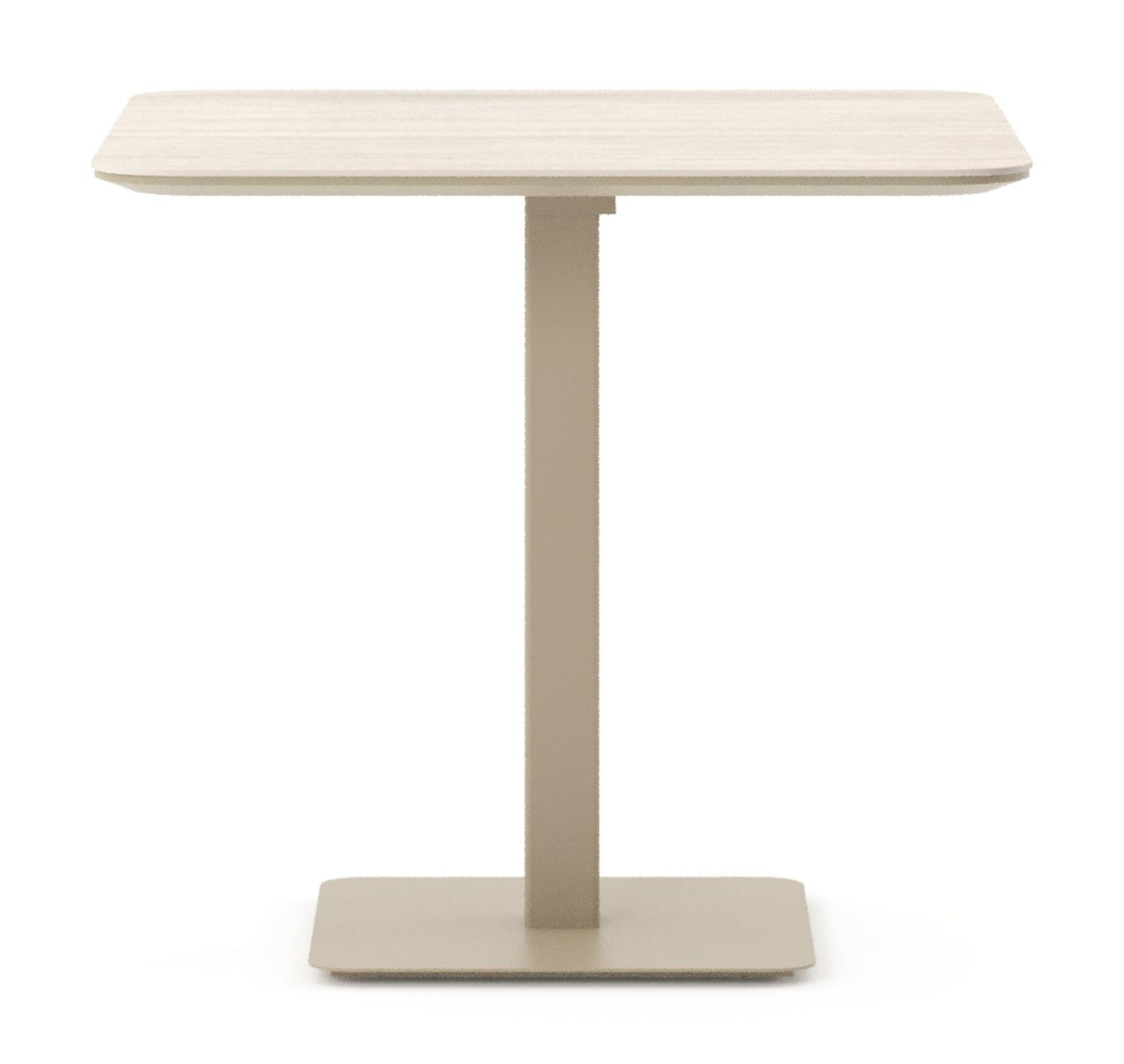 Table de jardin Fano inclinable carré arrondi en aluminium beige et céramique pleine Travertino Bianco - Lg. 80 x Lrg. 80 x Haut. 72.5 cm
