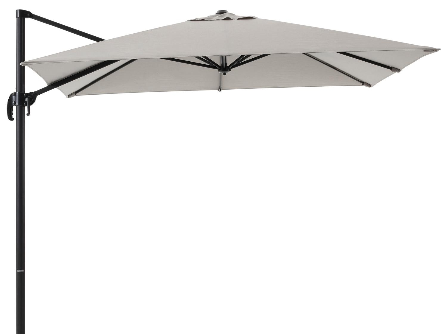 Parasol pendant Calpe en aluminium noir avec toile de parasol en weather+ softtouch gris - Lg.1 270 x Lg.2 270 cm (sans pied de parasol)
