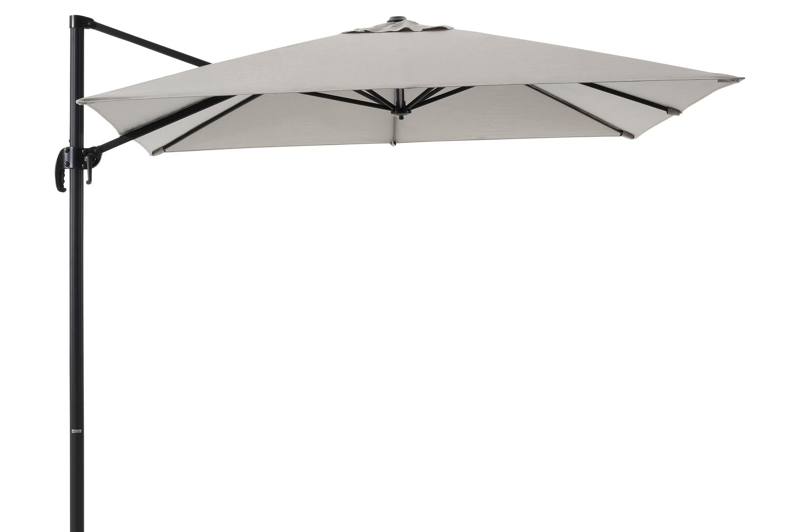 Calpe zweefparasol in zwart aluminium met grijs weather+ softtouch parasoldoek - L1 270 x L2 270 cm (zonder voet)