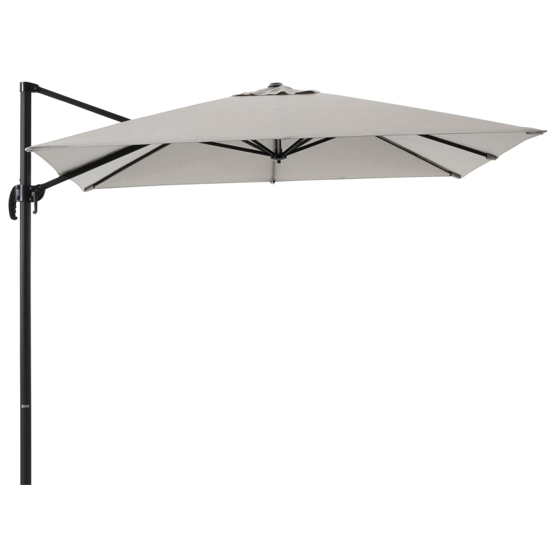 Calpe zweefparasol in zwart aluminium met grijs weather+ softtouch parasoldoek - L1 270 x L2 270 cm (zonder voet)