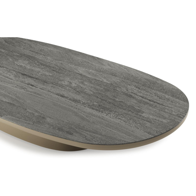 Amico loungetafel bombo in beige aluminium en volkeramiek Aspen Grey - L 171 x B 89 x H 24 cm