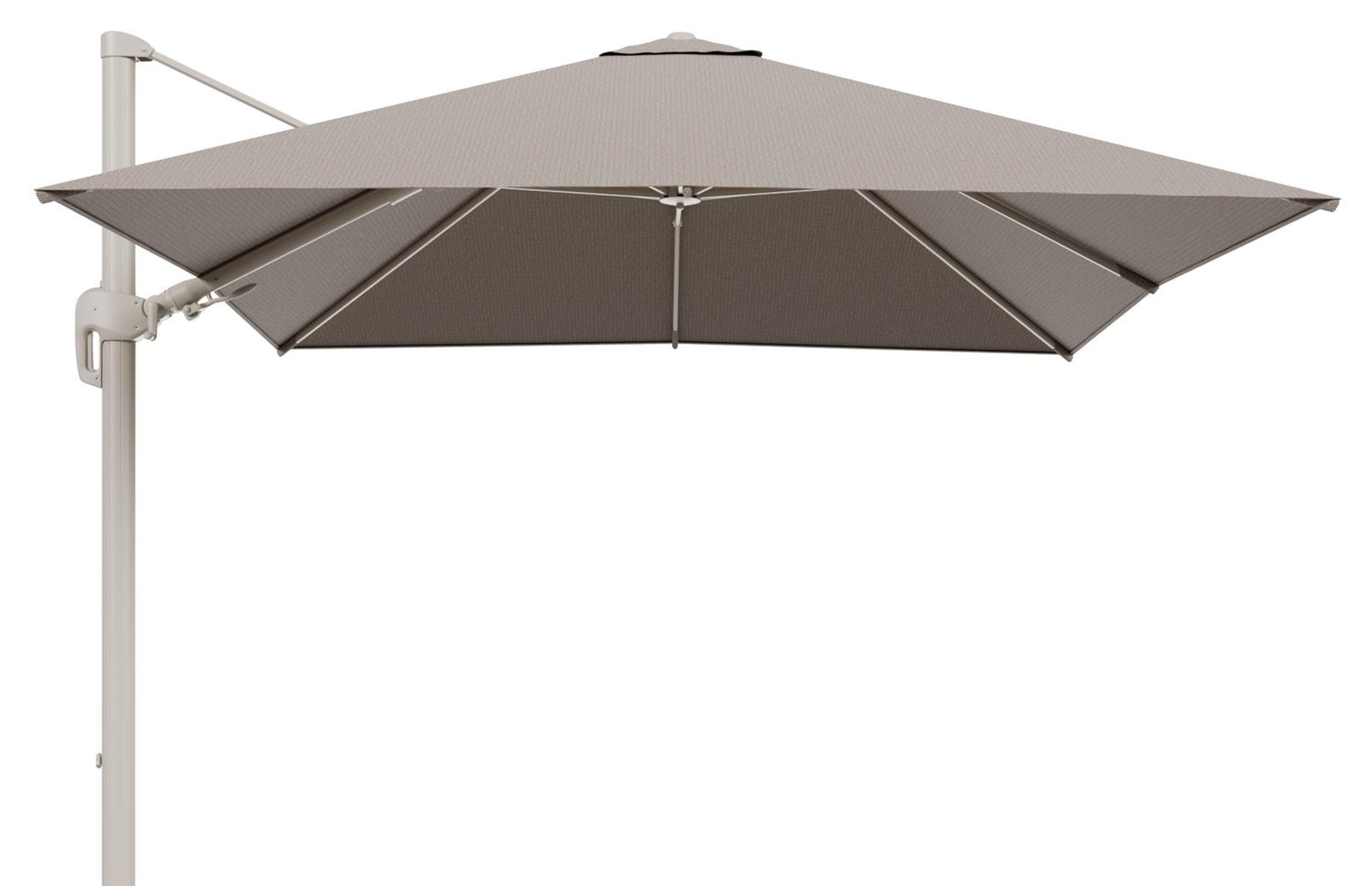 Rufina zweefparasol tiltfunctie in beige aluminium en parasoldoek in All Weather Solica Firenze Earth  - L1 300 x L2 300 cm (zonder voet)