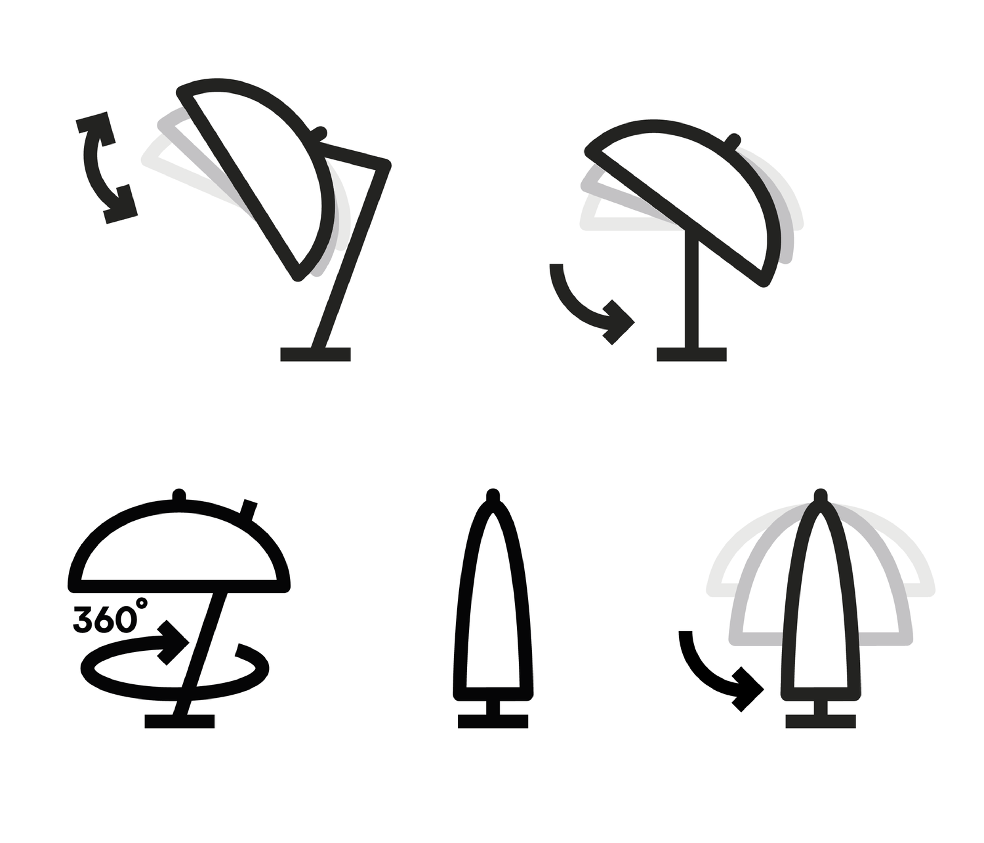 Parasol pendant Avola avec fonction tilt en aluminium blanc avec toile de parasol en weather+ softtouch gris - Larg1 300 x Larg2 300 cm (sans pied de parasol)