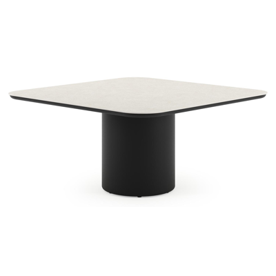 Amico tuintafel afgerond vierkant in zwart aluminium en volkeramiek Shilin - L 148 x B 148 x H 73.5 cm