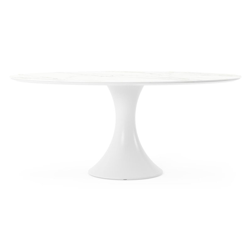 Fano tuintafel ovaal in wit aluminium en volkeramiek calacatta - L 180 x B 110 x H 75 cm