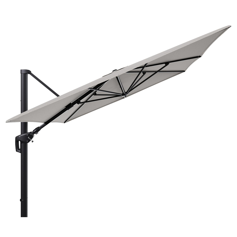 Parasol pendant Minore avec fonction tilt en aluminium noir et toile de parasol en All Weather Solica Firenze Sand  - Lg.1 400 x Lg.2 300 cm (sans pied de parasol)
