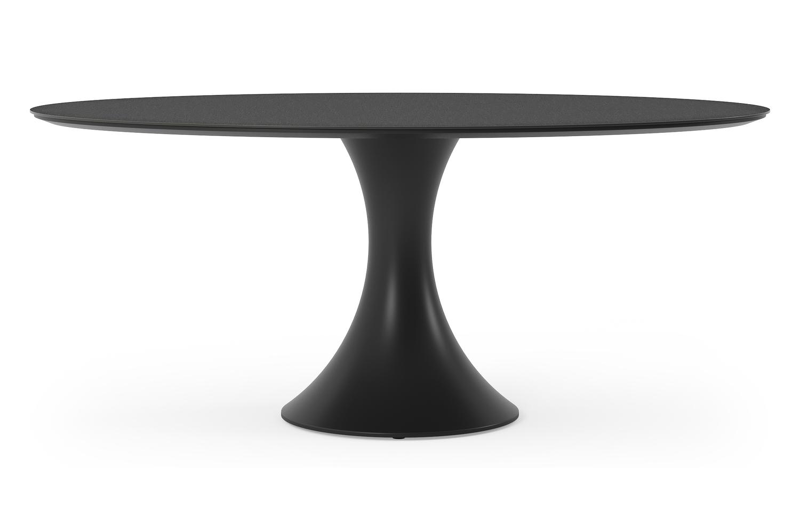 Fano tuintafel ovaal in zwart aluminium en volkeramiek nero black - L 180 x B 110 x H 75 cm