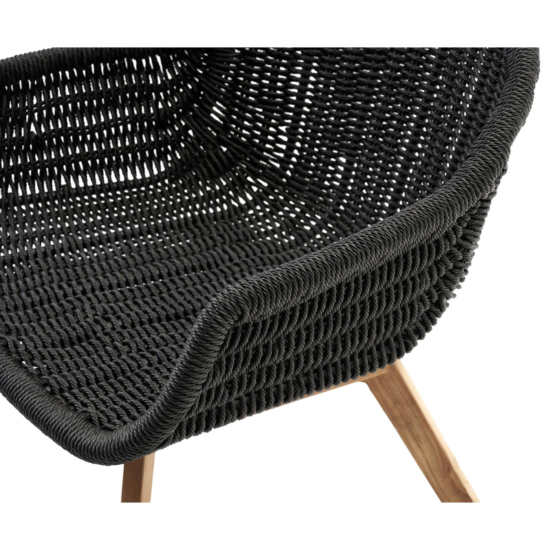 Pagino loungestoel 1-zit in teak en naturel gedraaide ronde wicker