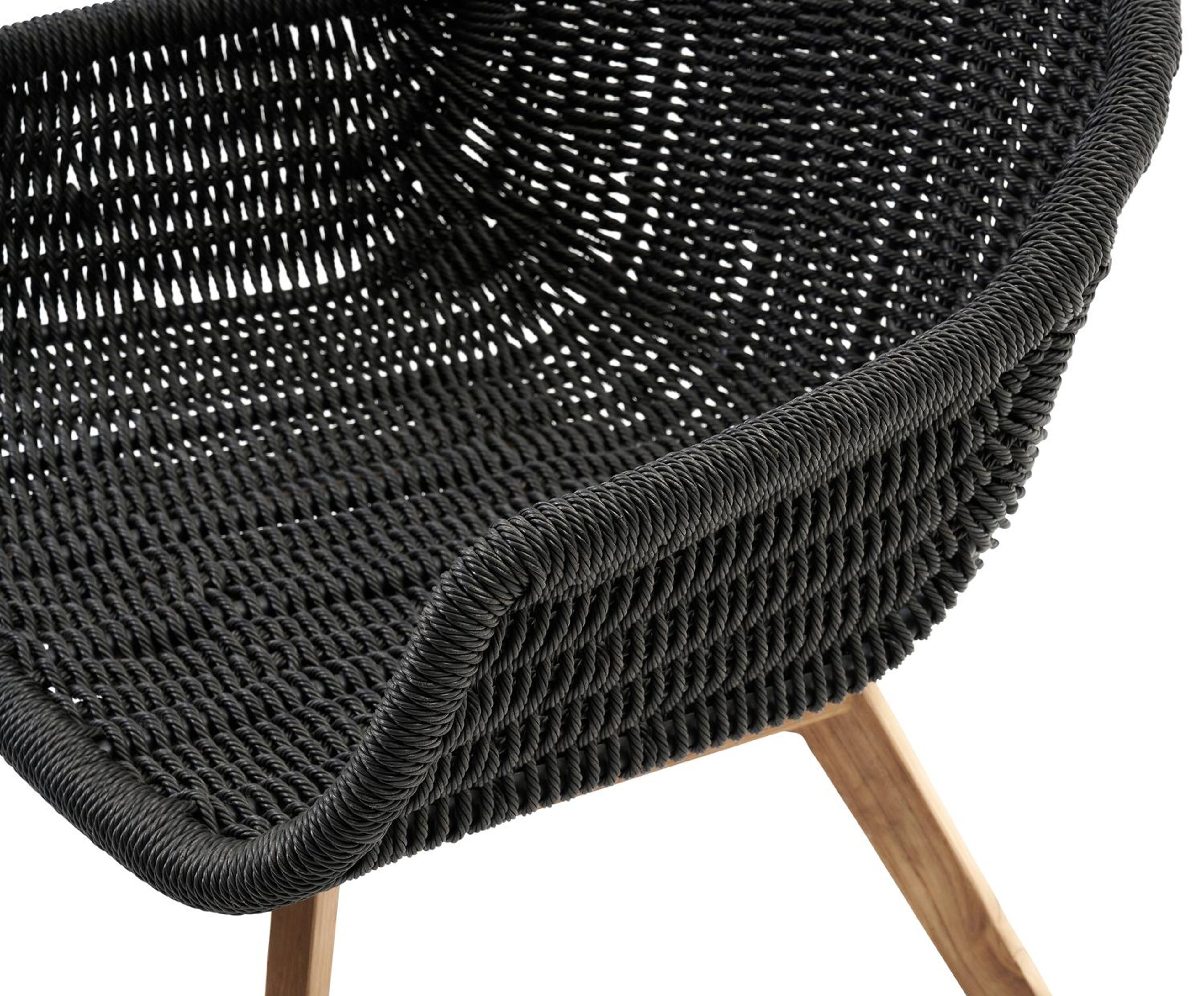Pagino loungestoel 1-zit in teak en naturel gedraaide ronde wicker