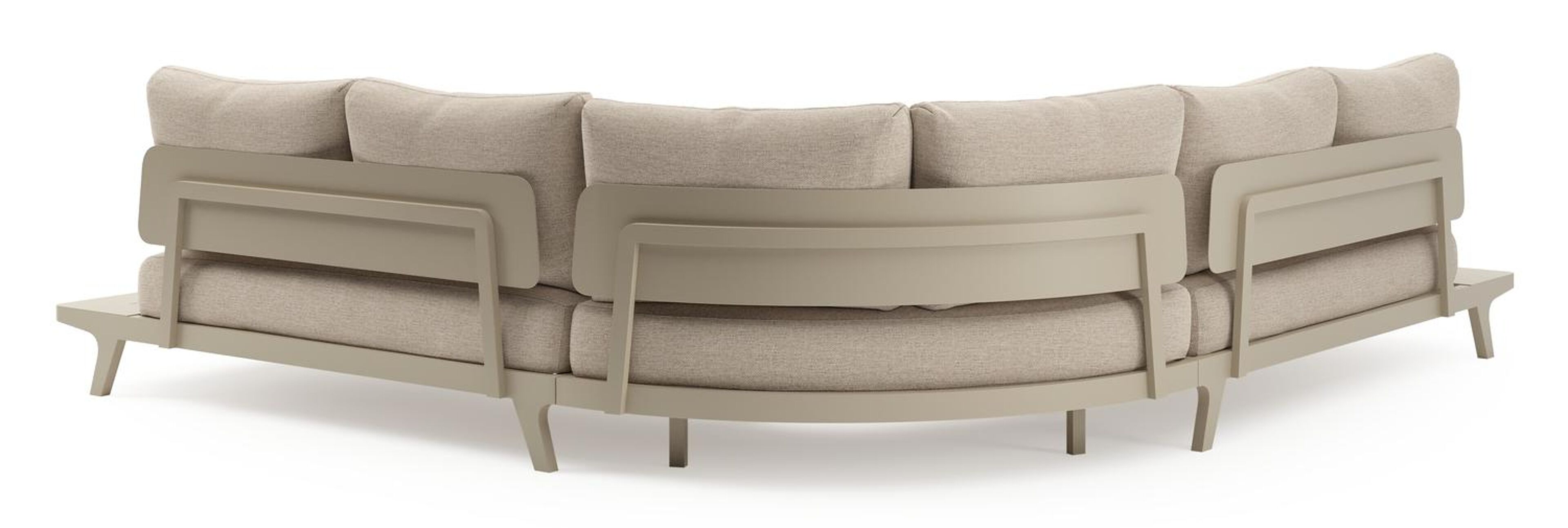Bolzano loungehoek in beige aluminium met rustic weather+ softtouch kussen