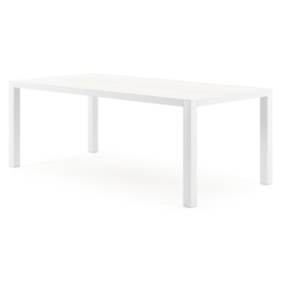 Como tuintafel rechthoekig in wit aluminium en volkeramiek calista - L 200 x B 100 x H 75 cm