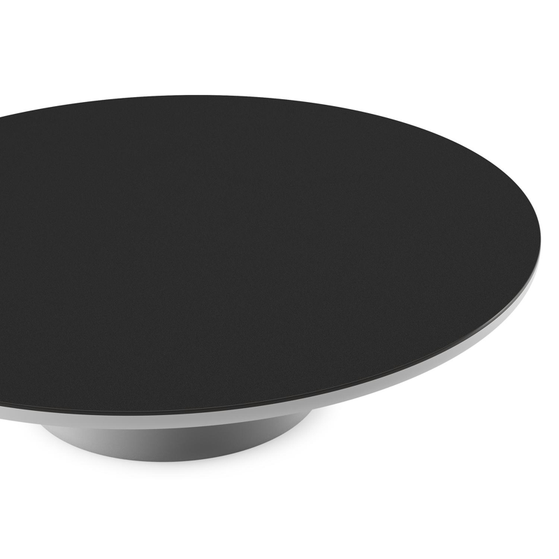 Amico loungetafel rond in wit aluminium en volkeramiek Nero Black - Dia. 110 x H 28 cm