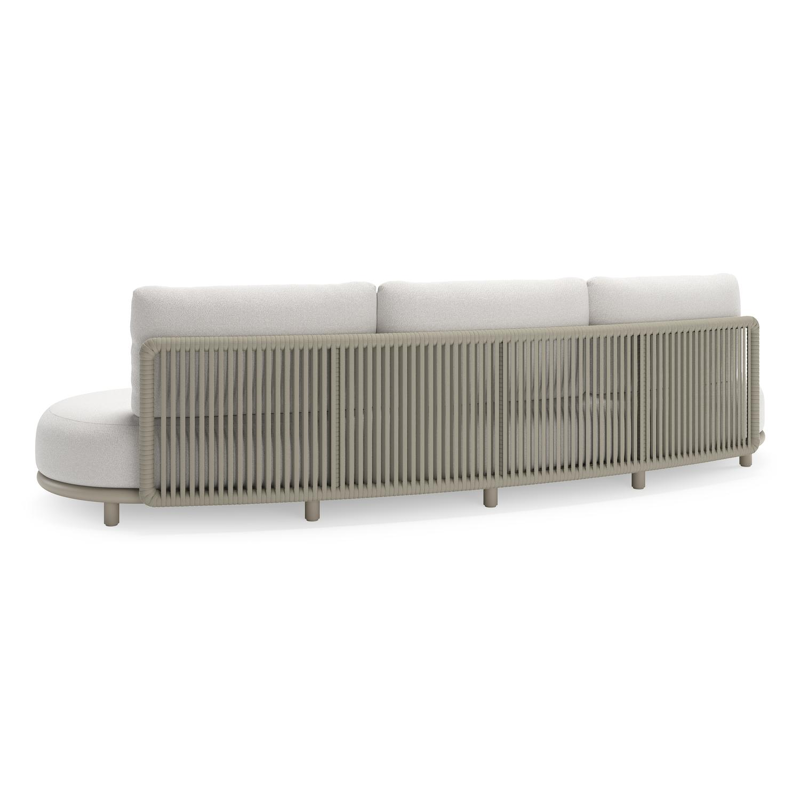 Lomano loungebank in beige aluminium en beige verticaal geweven luxe vlakke rope met Soul Optik all weather solica