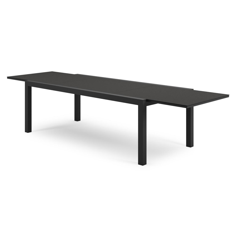 Calobra tuintafel rechthoekig in zwart aluminium en sintered stone notte minerale - L 220 - 330 x B 107 x H 73 cm