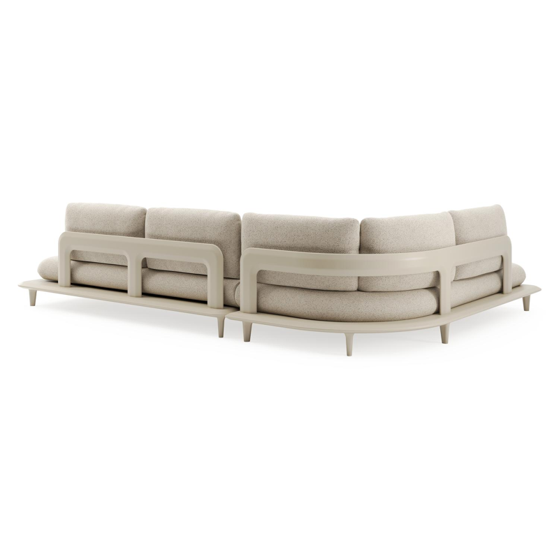 Salon de jardin d'angle Bomero en aluminium beige et coussins en all weather cosytica bora desert