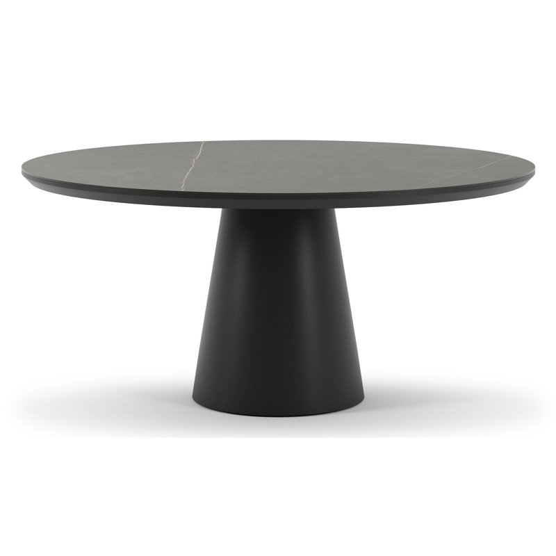 Table de jardin Donato en aluminium noir et céramique pleine calatorao - Dia. 148 x H 76 cm