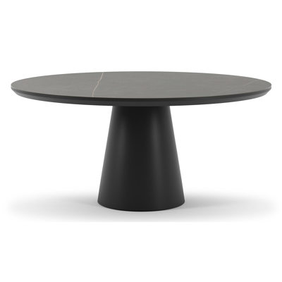 Table de jardin Donato en aluminium noir et céramique pleine calatorao - Dia. 148 x H 76 cm