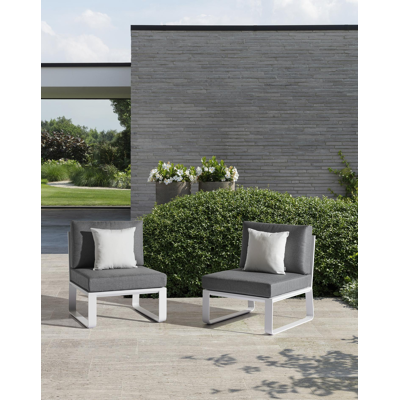 Navelli loungezetels 2 x 1-zit in wit aluminium met grijs weather+ softtouch kussen