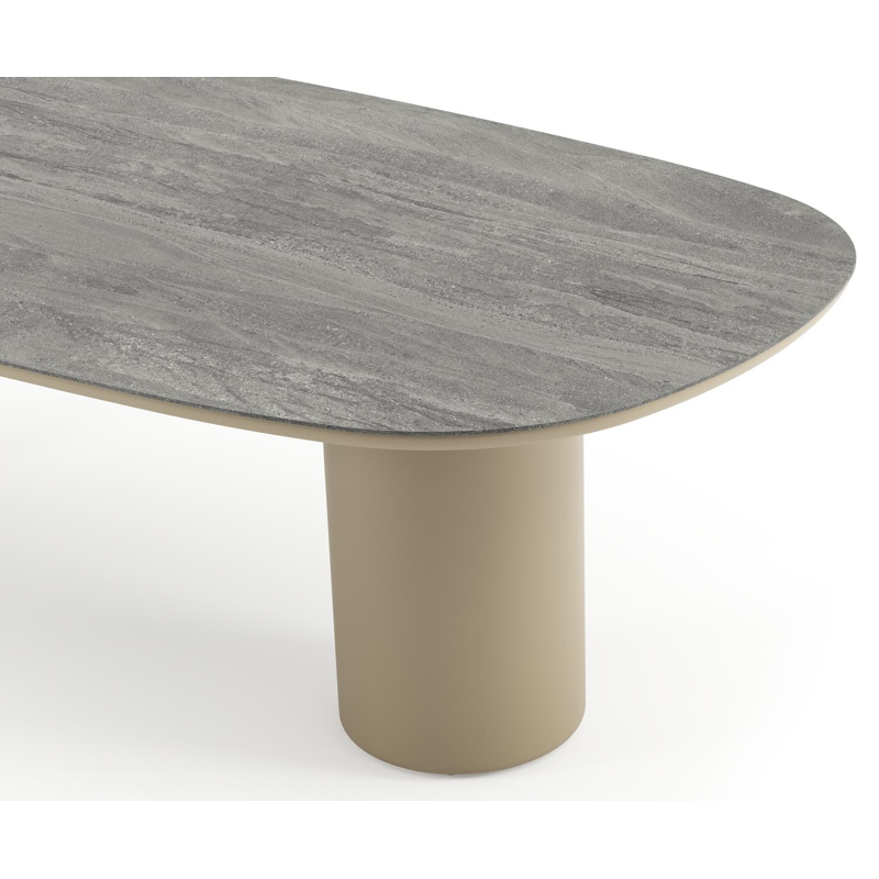 Amico tuintafel bombo in beige aluminium en volkeramiek Aspen Grey - L 270 x B 125 x H 73.5 cm