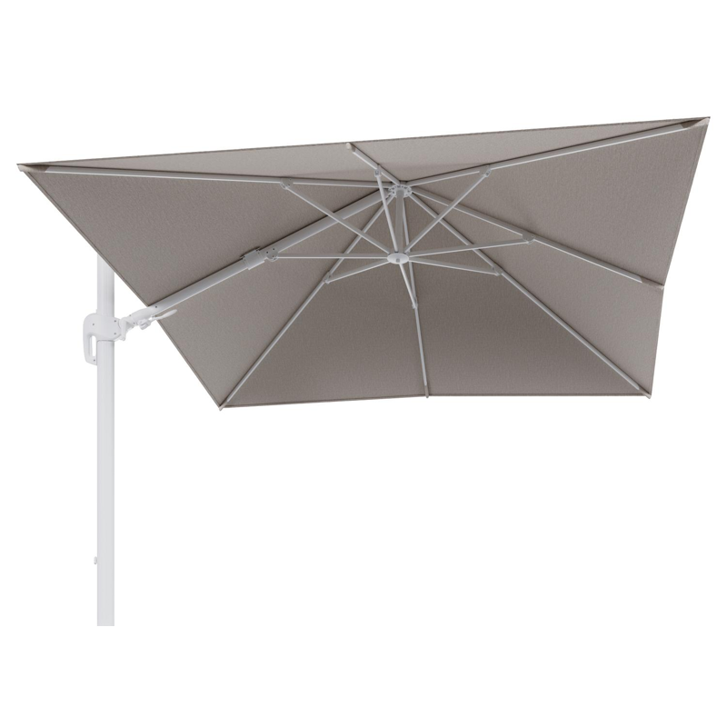 Rufina zweefparasol tiltfunctie in wit aluminium en parasoldoek in All Weather Sunbrella® Luxe Slow Farafra - L1 300 x L2 300 cm (zonder voet)