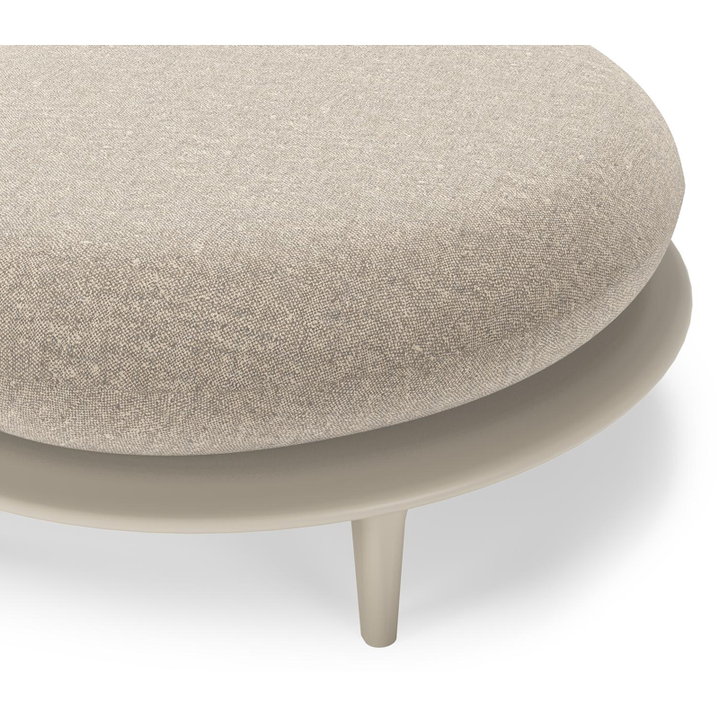 Bomero poef in beige aluminium met chartres pewter all weather sunbrella® luxe kussen