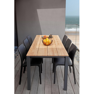 Chaise de jardin empilable Maya noire - matière synthétique