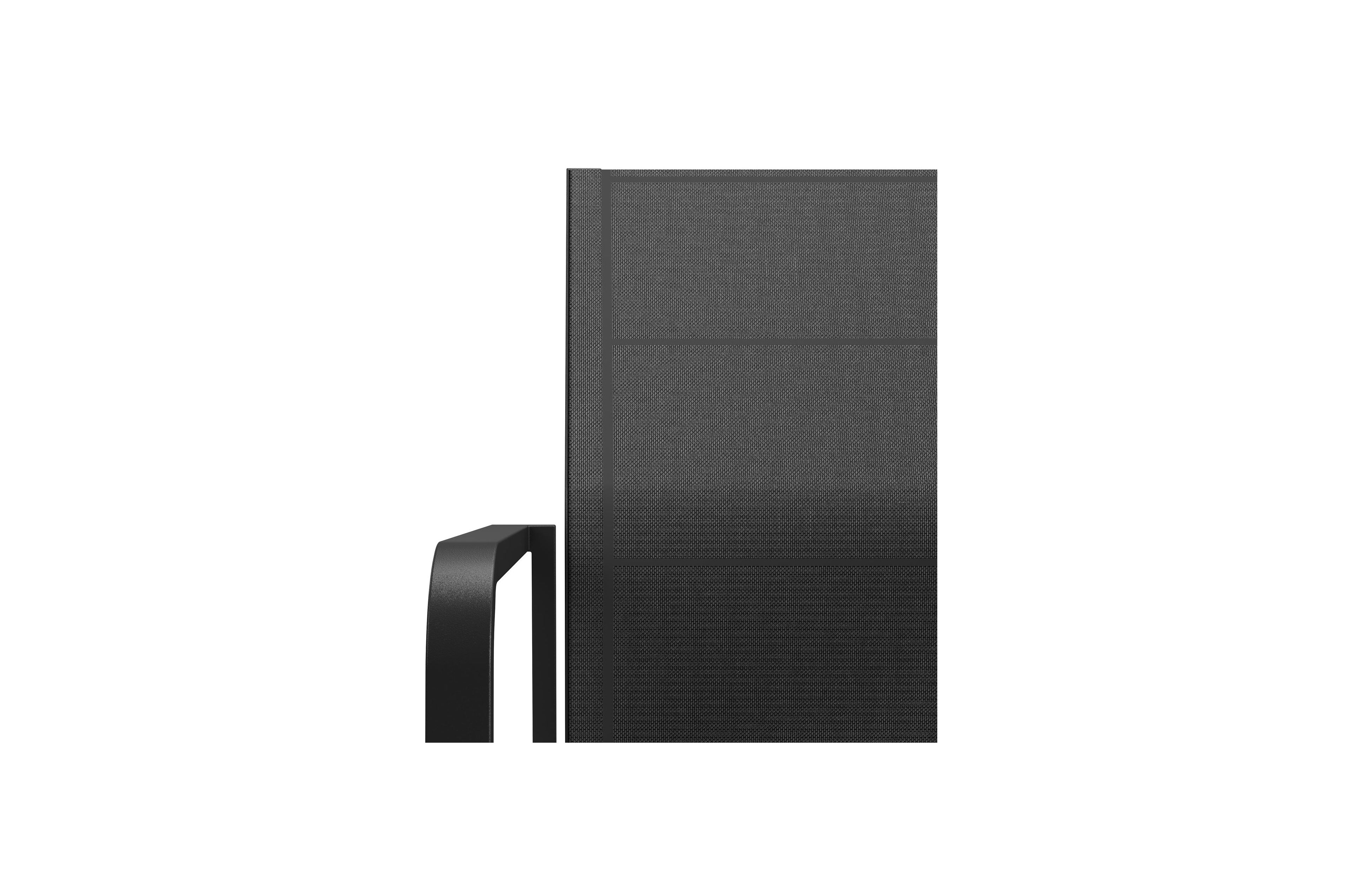 Como stapelbare tuinstoel in zwart aluminium en zwart textilene