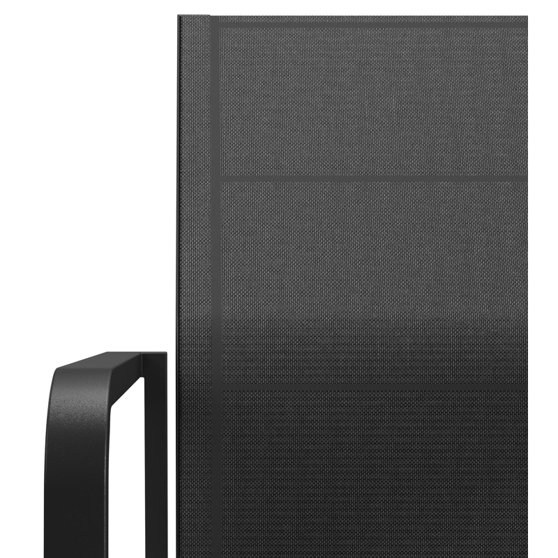 Como stapelbare tuinstoel in zwart aluminium en zwart textilene