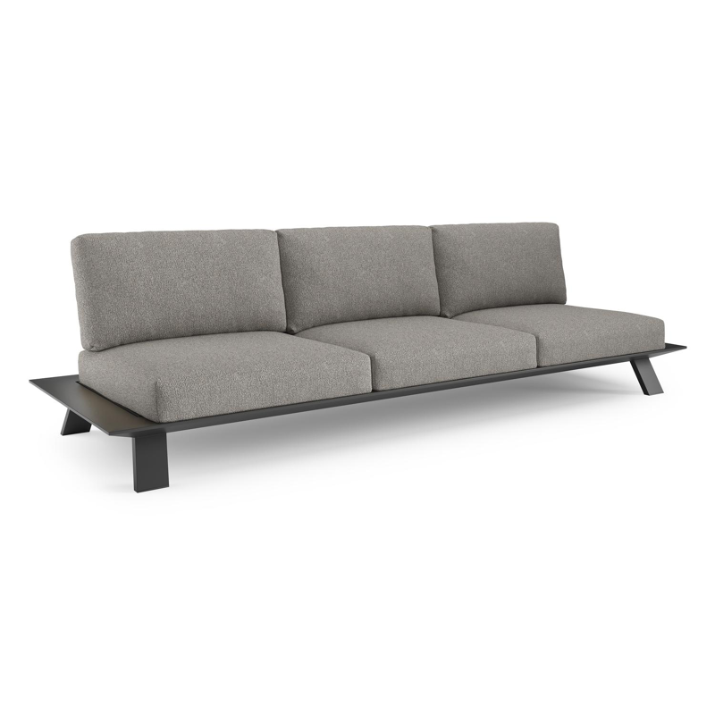 Cesano loungebank in zwart aluminium met tundra charcoal all weather Sunbrella® luxe kussen