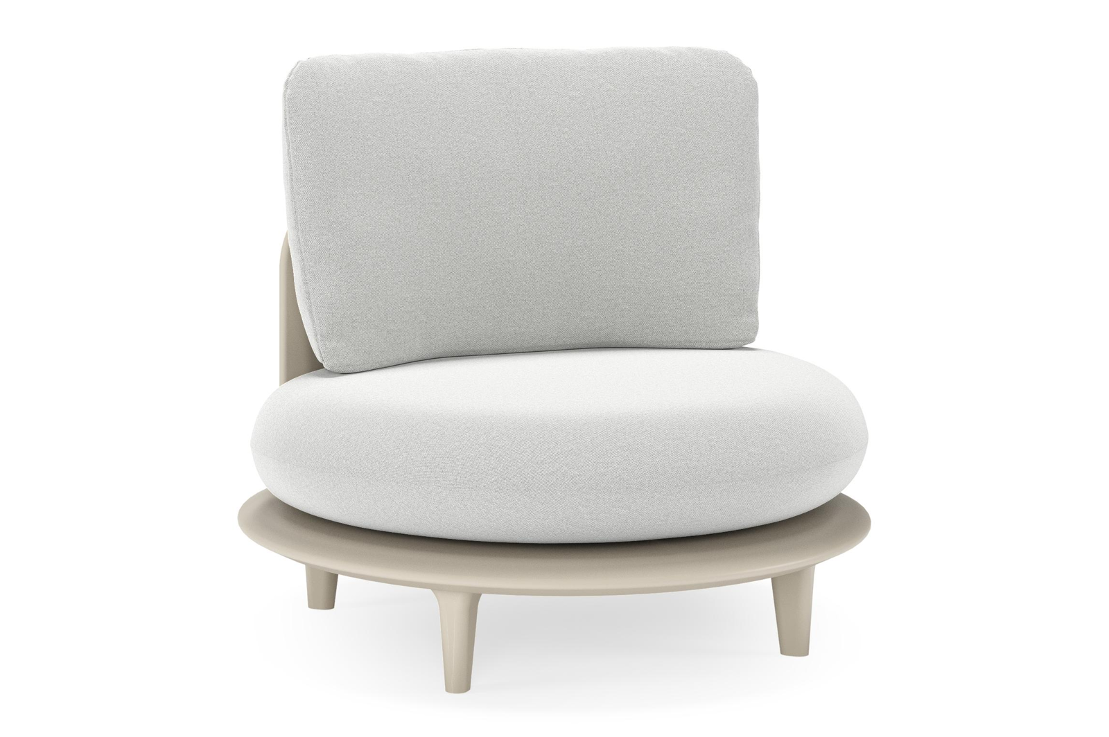 Bomero loungestoel in beige aluminium met natte grey chine all weather sunbrella® luxe kussen