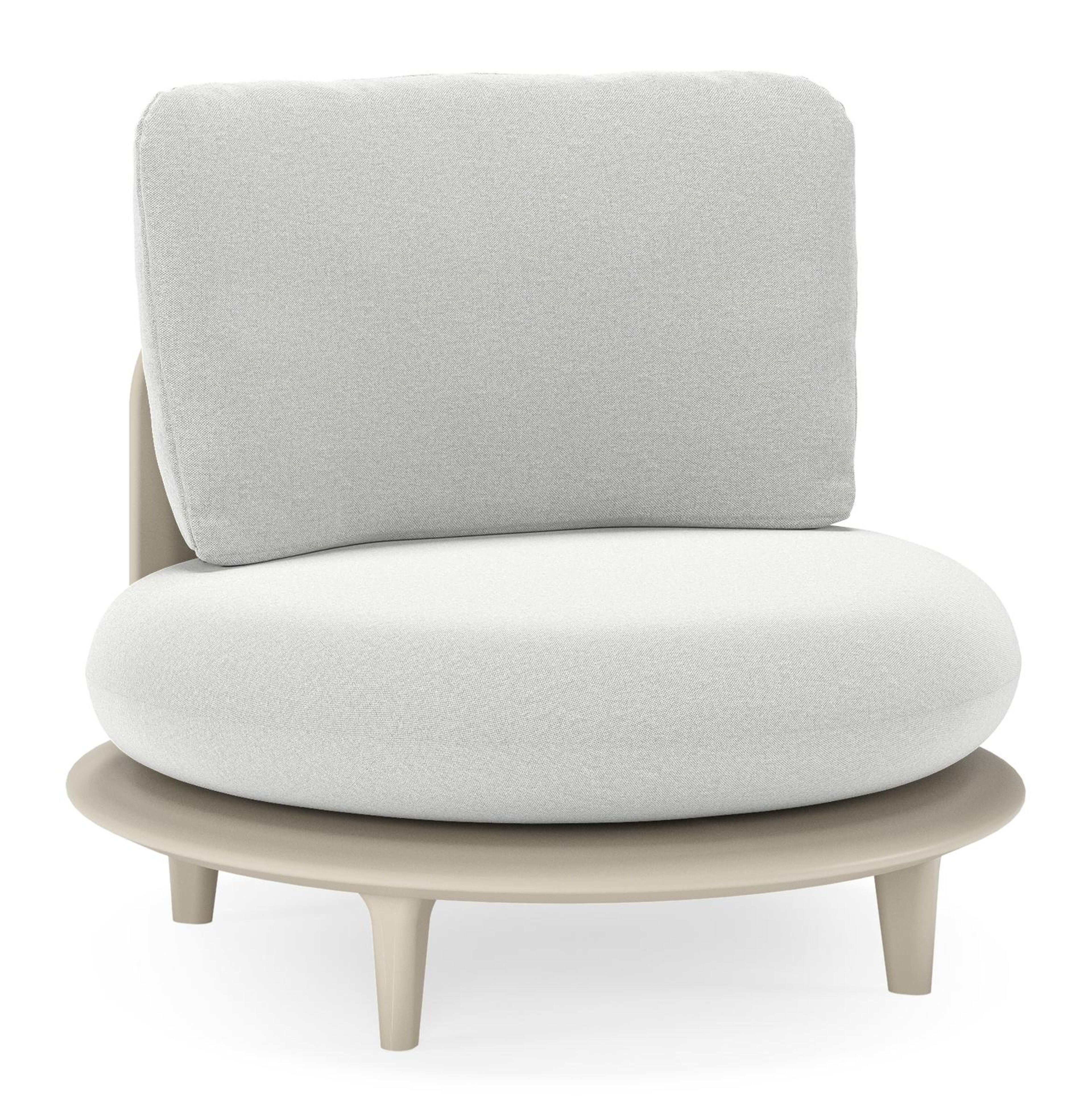 Bomero loungestoel in beige aluminium met natte grey chine all weather sunbrella® luxe kussen