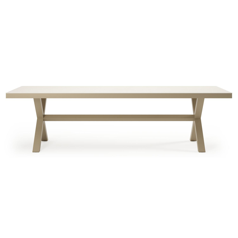 Reza tuintafel rechthoekig in beige aluminium en sintered stone Crema minerale - L 270 x B 100 x H 74 cm
