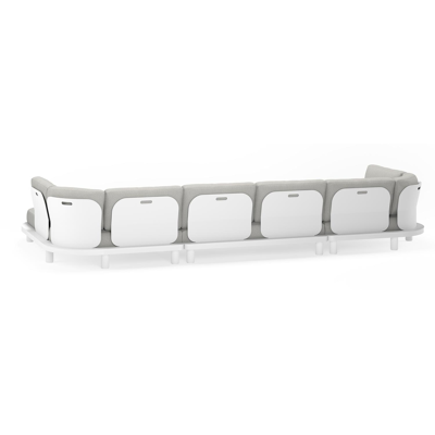 Donato loungehoek in wit aluminium met zori graphite all weather sunbrella® luxe kussens