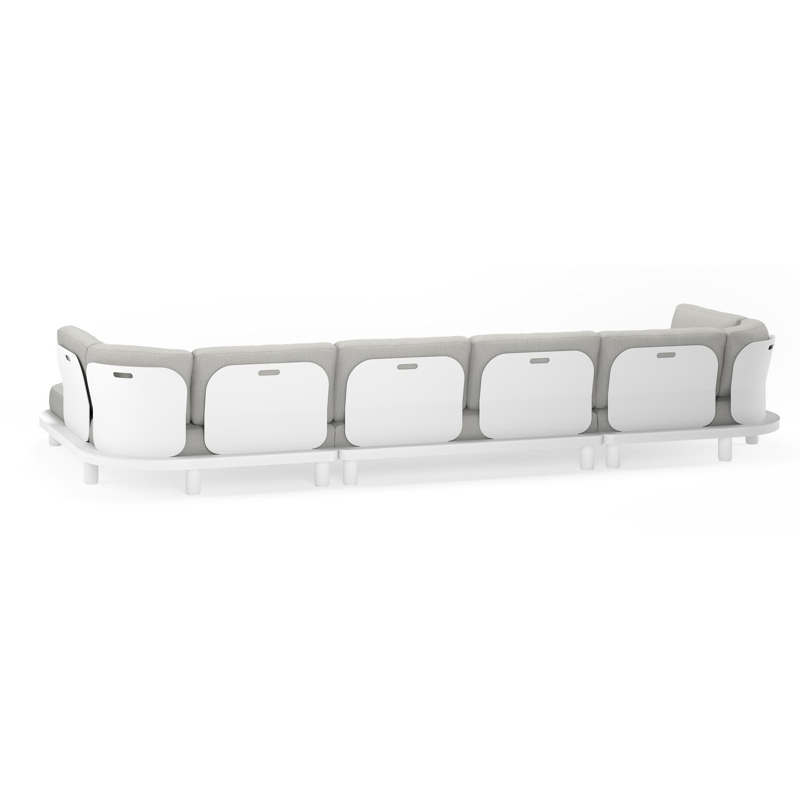 Donato loungehoek in wit aluminium met zori graphite all weather sunbrella® luxe kussens