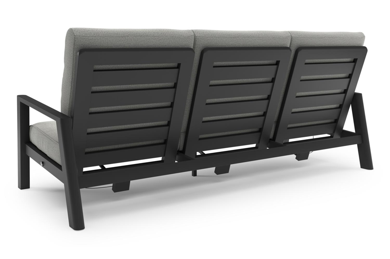 Cirello loungebank in zwart aluminium met savane nimbus all weather sunbrella® luxe kussen