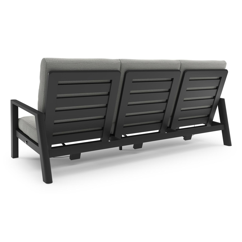 Cirello loungebank in zwart aluminium met savane nimbus all weather sunbrella® luxe kussen