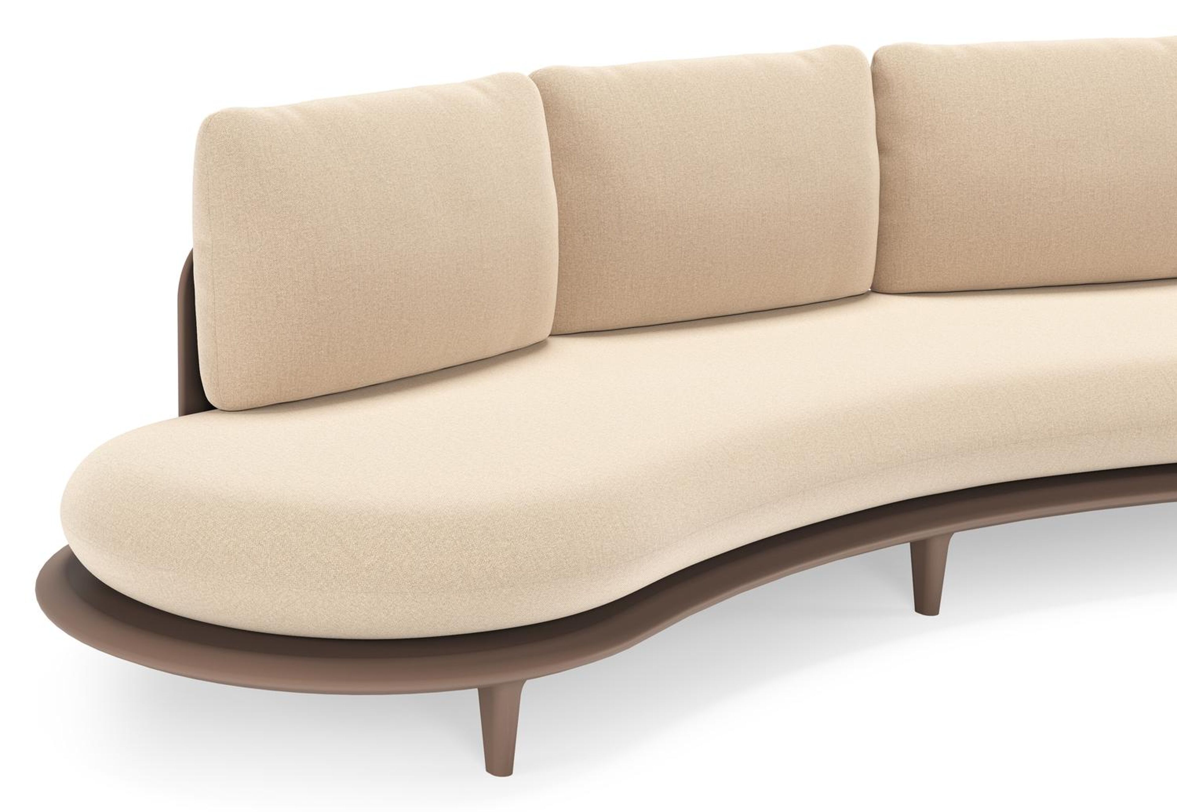 Salon de jardin Bomero en aluminium taupe et coussins en all weather sunbrella® luxe natte heather beige