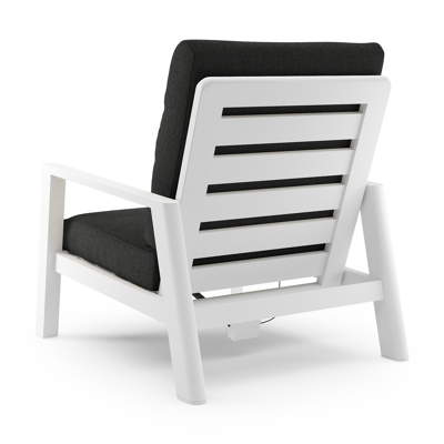 Fauteuil de jardin Cirello en aluminium blanc et coussins en all weather sunbrella® luxe chartres sooty
