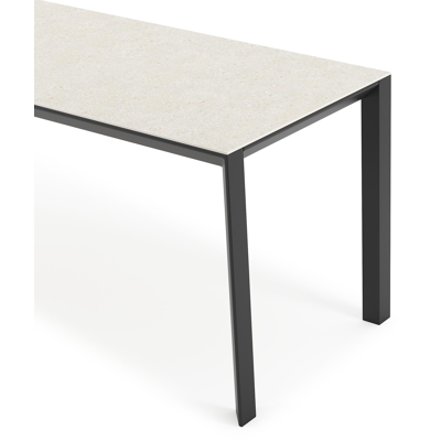 Table de jardin Malito en aluminium noir et céramique pleine shilin - Lg 220 x Larg. 70 x H 75 cm