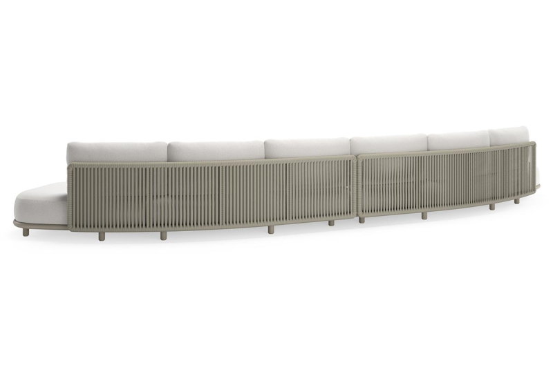 Lomano loungebank in beige aluminium en beige verticaal geweven luxe vlakke rope met Soul Optik all weather solica