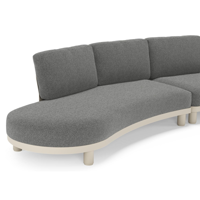 Donato loungebank in beige aluminium met all weather cosytica Catania Black kussen