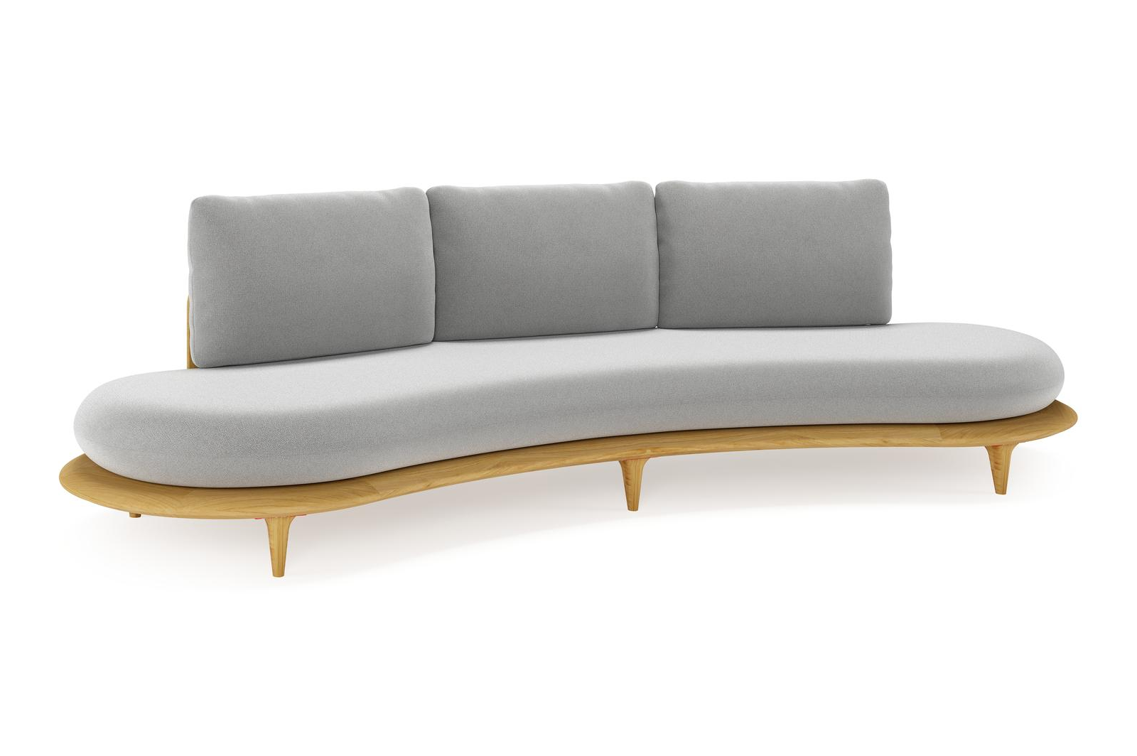 Bomero loungebank in teak met savane grey all weather sunbrella® luxe kussen