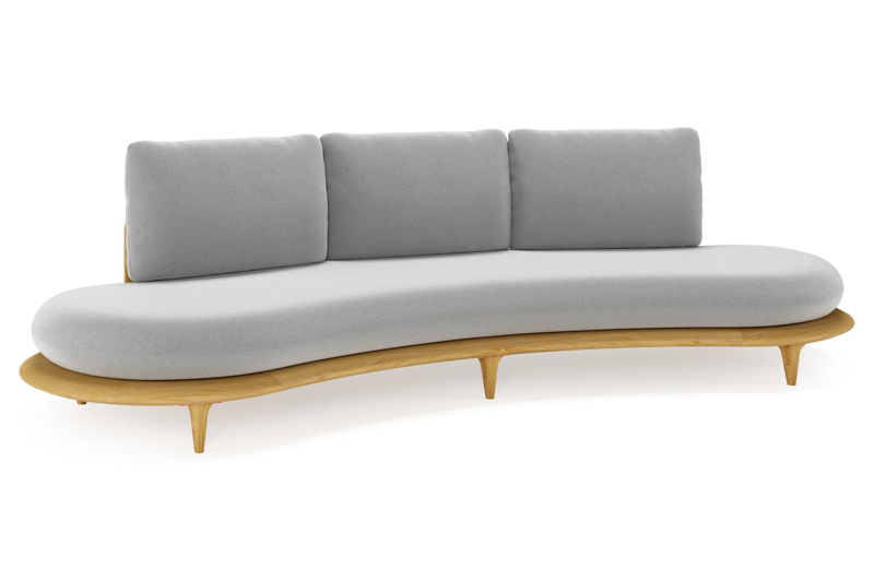 Bomero loungebank in teak met savane grey all weather sunbrella® luxe kussen