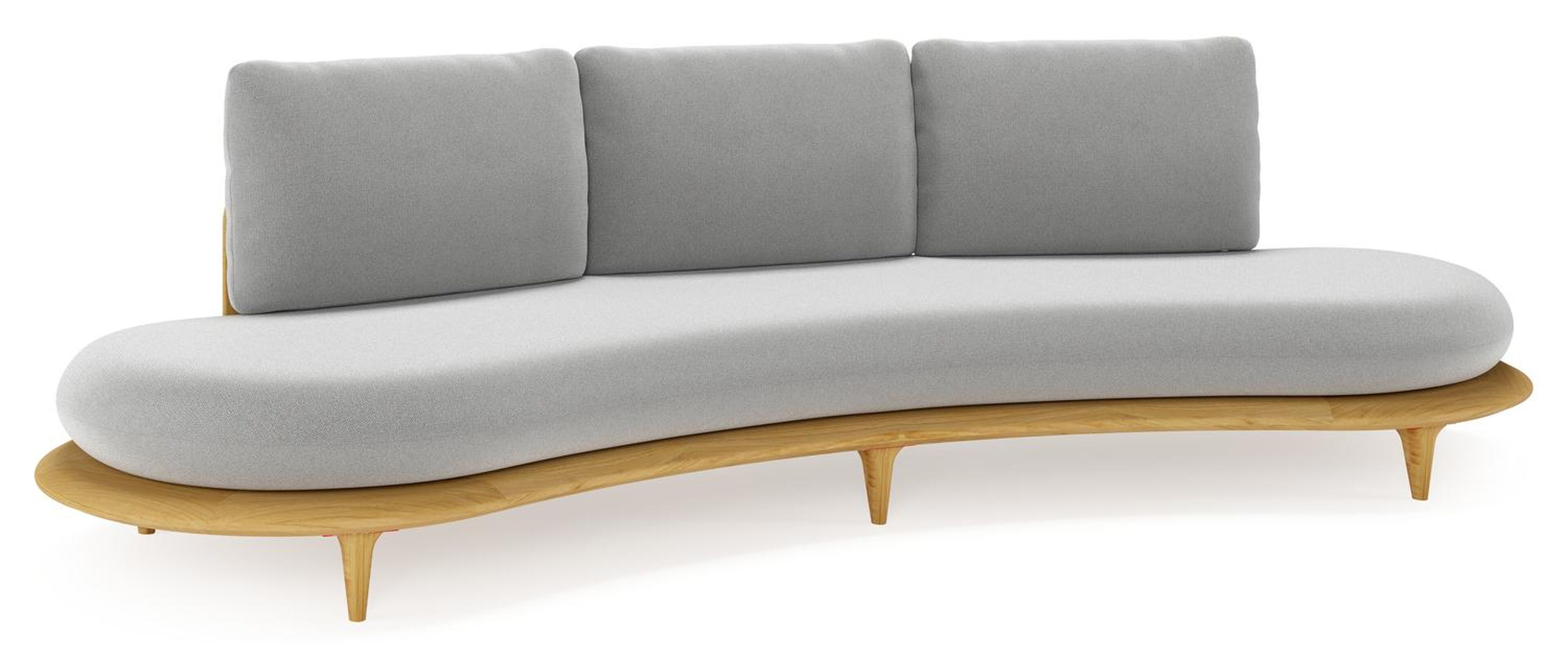Bomero loungebank in teak met savane grey all weather sunbrella® luxe kussen